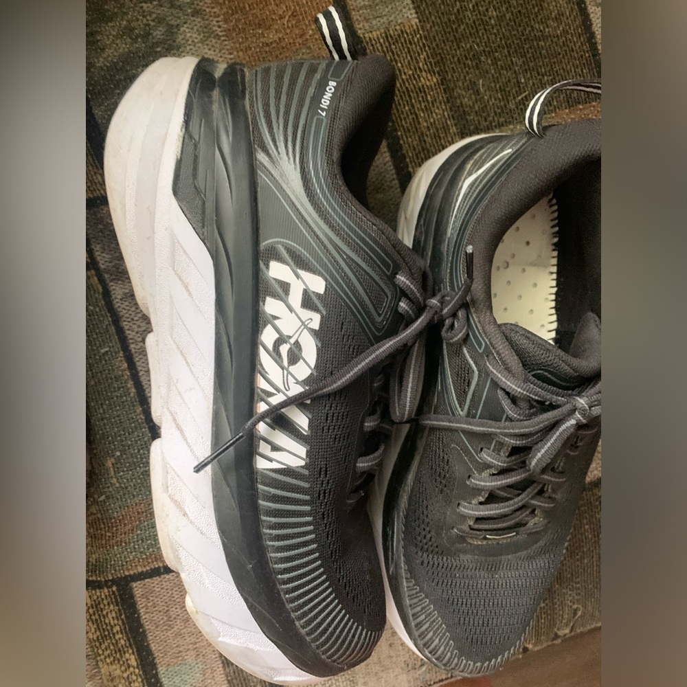 Hoka bondi 7 Black and White Athletic Sneakers